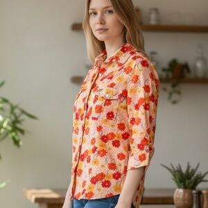 Ted Baker London | Floral Print Button Down Top